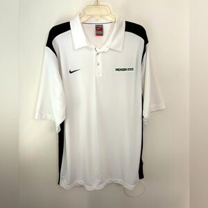 Nike White and Black Michigan State Men's polo Size XLarge